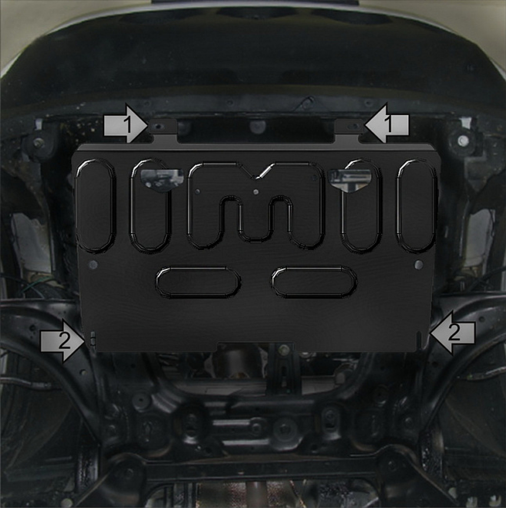 Усиленная защита Motodor картера двигателя, кпп. 2 мм, сталь. для Nissan Juke 2013-2019,Nissan Juke 2010-2013 арт.71409