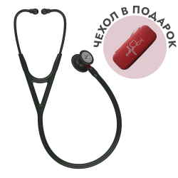Стетоскоп Littmann Cardiology IV, черный, черная матовая акустическая головка, красный ствол (6200)
