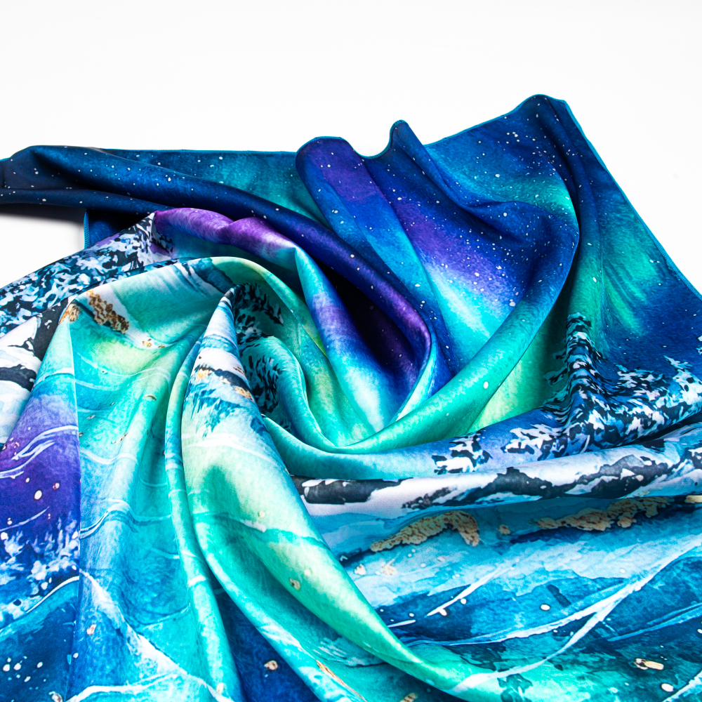 Шейный платок «Северное сияние», 70×70 см