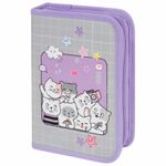 Пенал ПИФАГОР, 1 отделение, 2 откидные планки, полиэстер, 20х14 см, "Cats selfie", 273477