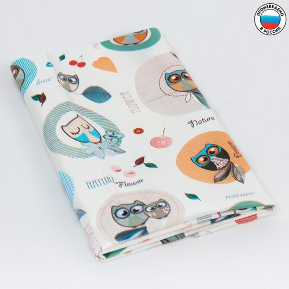 5164367 Клеенка 50*70 см., арт. 0051, с рисунком "Совы", без окантовки, цвет МИКС