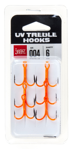 Крючки-тройники Lucky John  Orange UV LJH201 разм.004 6 шт.
