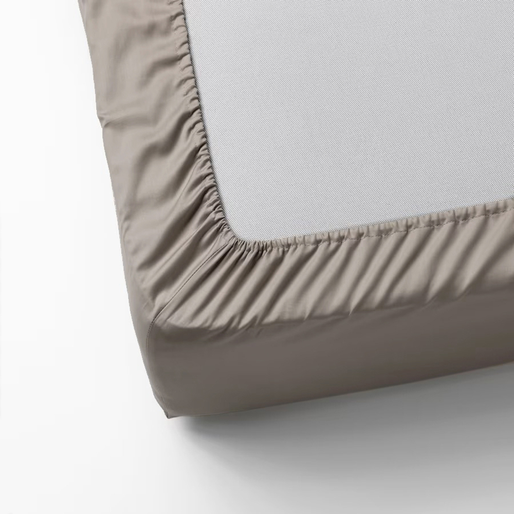 Сатиновая простынь на резинке НАТЕСМИО 120х200 | темно-бежевый