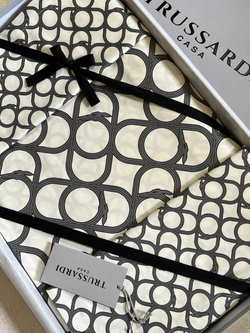 Постельное белье 2 спальное евро макси Trussardi Contemporary Logo бежевое