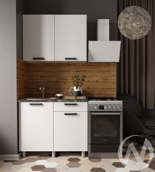 Кухня Кьяра 1.0м (корпус белый/карбон фарфор) 38мм королевский опал