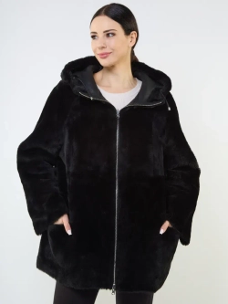 Дубленка зимняя двухсторонняя шуба с капюшоном