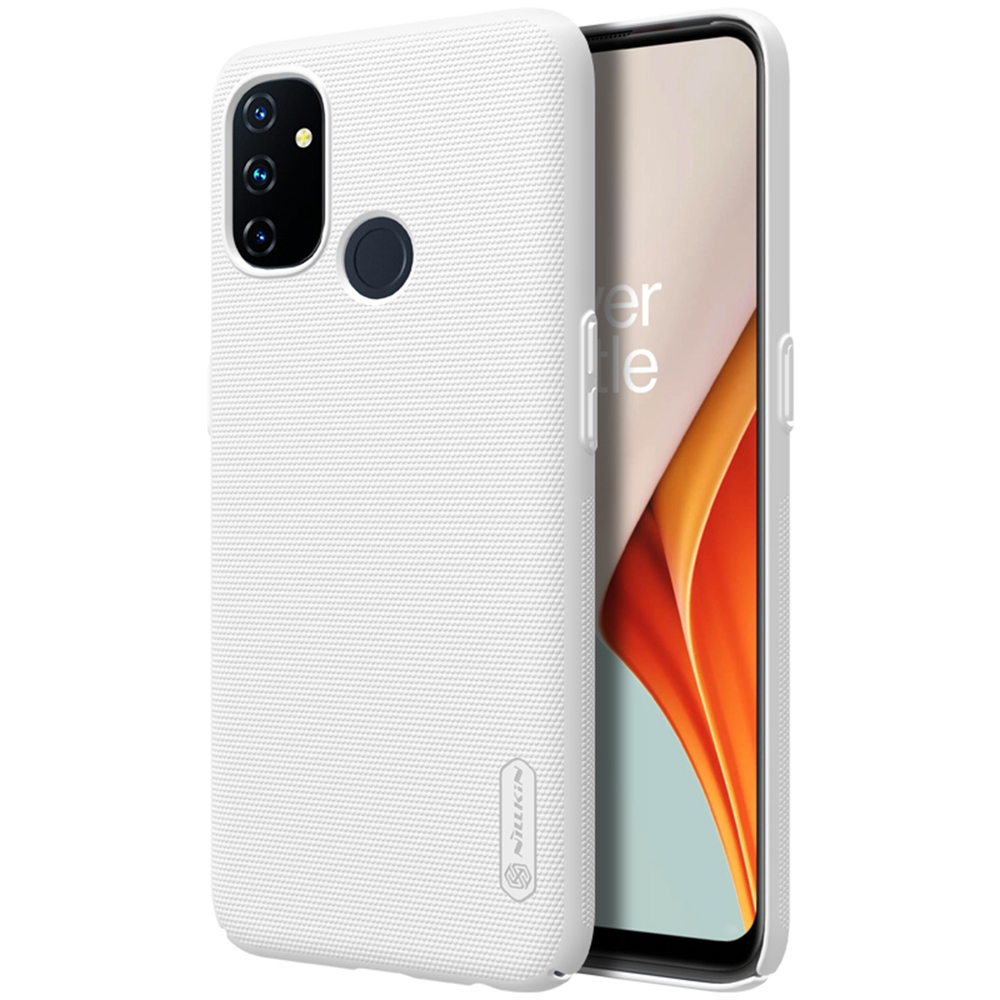 Тонкий жесткий чехол белого цвета от Nillkin для OnePlus Nord N100, серия Super Frosted Shield