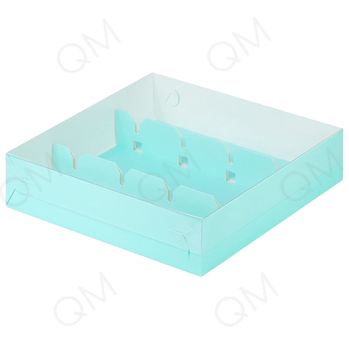 Коробка для кейк-попсов с пластиковой крышкой 200х200х50 мм (тиффани)