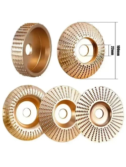 Набор из 5 дисков для резьбы по дереву, угловая шлифовальная машина 100мм с оправкой 22 мм, шлифовальный круг для резки дерева/Круг обдирочный