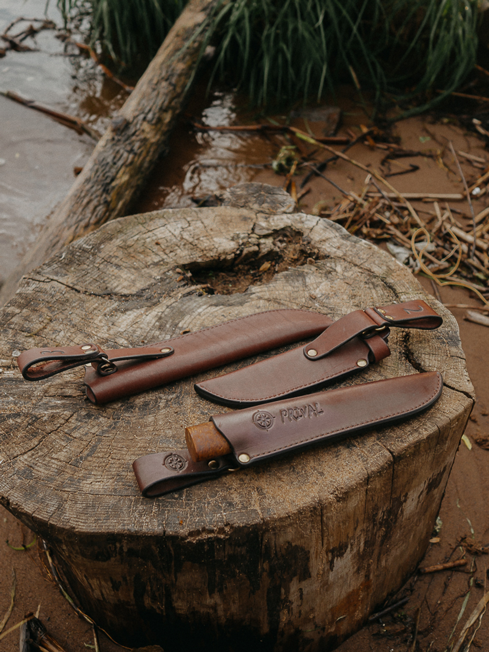 Ножны-чехол для ножа кожаный без гарды Prival Н1 Premium,  для клинка  до 190х45мм