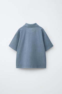 ZARA ПОЛО С ЭФФЕКТОМ ПОТЕРТОСТИ, СИНИЙ