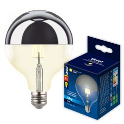 LED-G125-4W-3000K-E27-CL MIRROR-CHROME PLS02WH Лампа светодиодная. Форма шар. прозрачная колба с зеркальным отражателем. Серия Sky. Теплый белый свет 3000K. Картон. ТМ Uniel