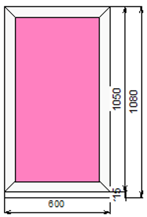 Пластиковое окно  1050 х 600 ТермА Эко с глухой створкой