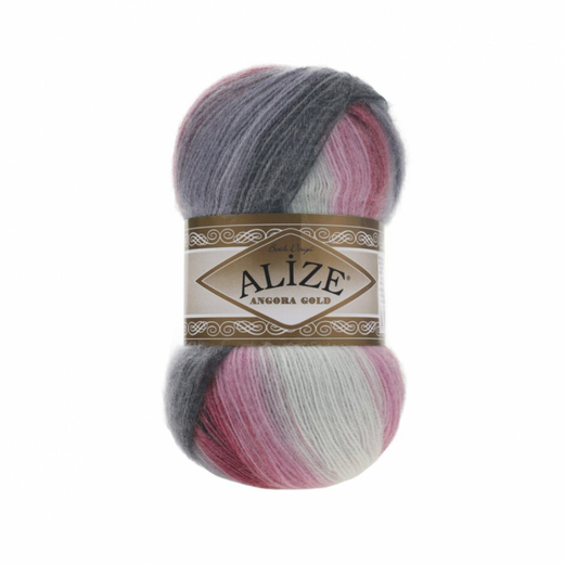 Пряжа ALIZE "Angora Gold Batik" 1602 розовый/белый/серый