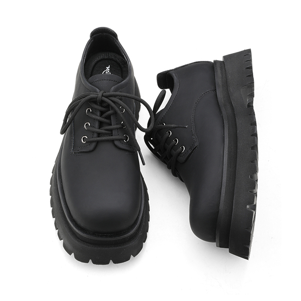 HANQIAORIJI Black Blood Collection Cow Split Leather Dress Shoes Unisex Black