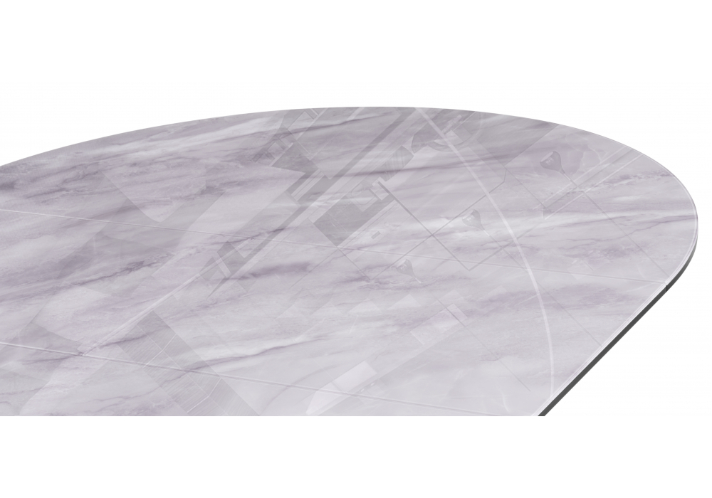 Стол стеклянный Woodville Рикла 120(160) серый мрамор, черный