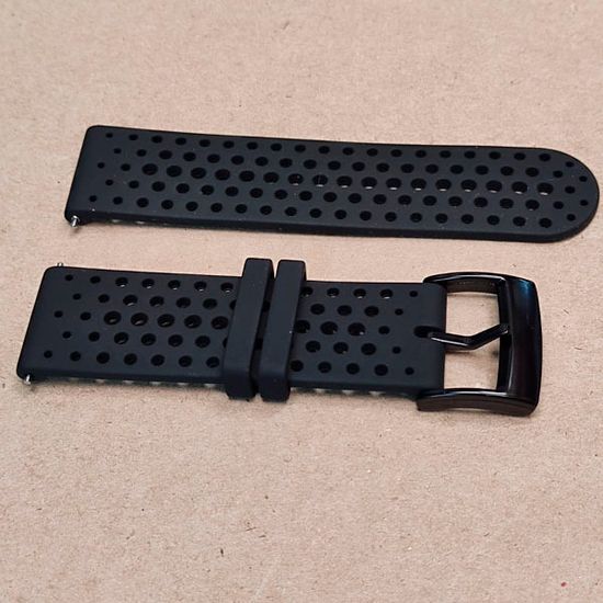 Силиконовый дышащий ремешок Suunto 24 mm для 9 / 9 Baro / 7 / D5 / Spartan Sport быстросъемный (Athletic 1) короткий (Черный)