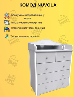 Пеленальный комод Nuvola Plus Incanto, цвет белый