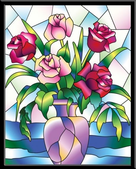 Розы - картина-витраж, HG012