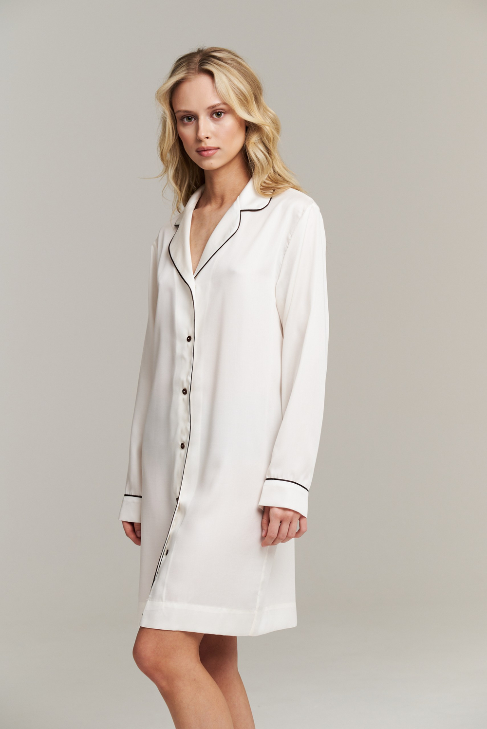 Пижамная блуза с кантом удлиненная