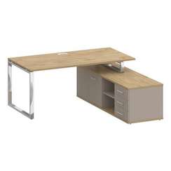 Shift Стол руководителя с опорной греденцией, правый SK.SRG-180 (R) Тиквуд Светлый/Капучино 1800*180