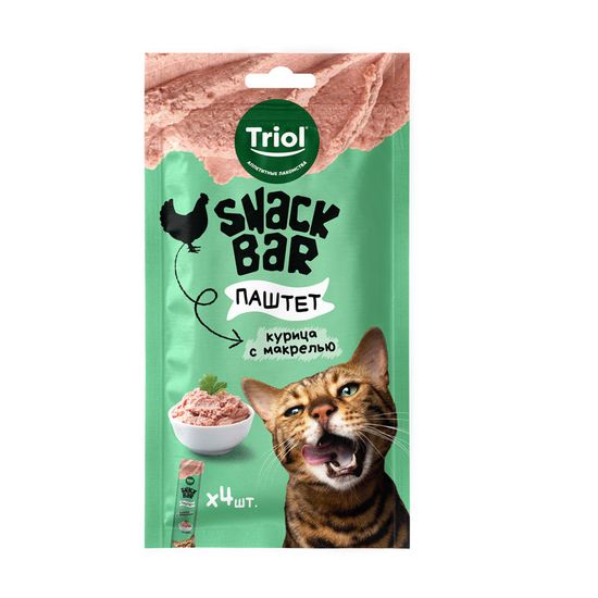 Triol Snack Bar Лакомство для кошек "паштет из курицы с макрелью", 40г
