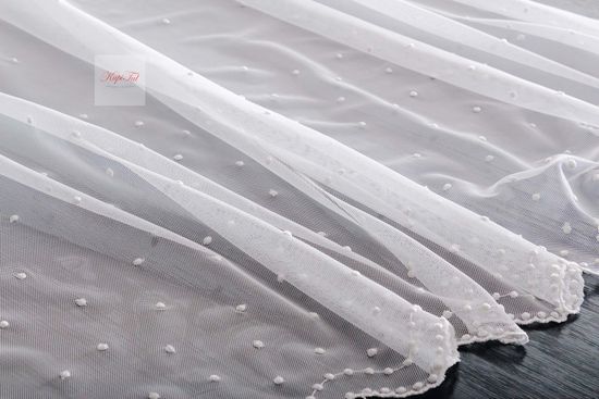 Тюль Горошки-2 французская сетка (белый)