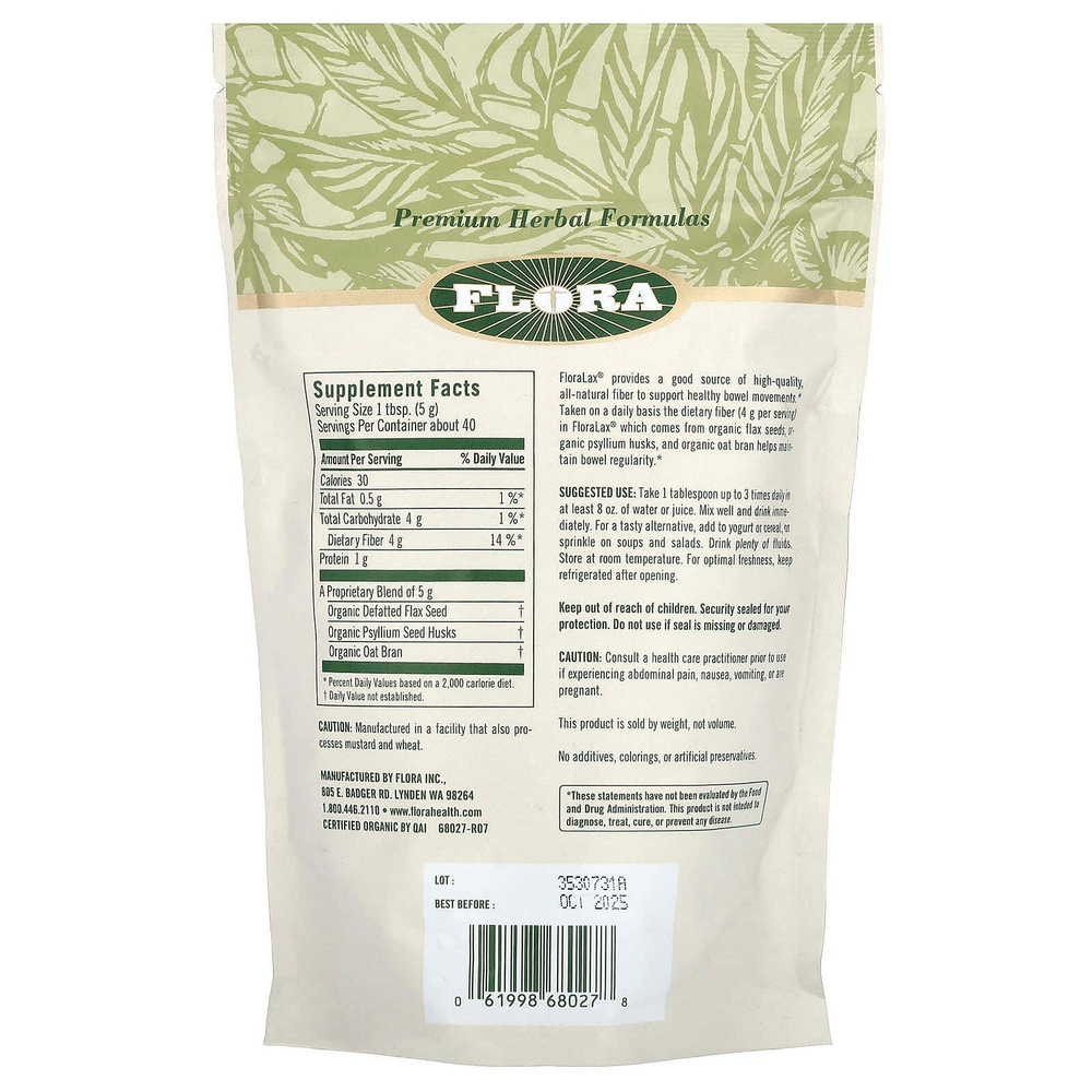 Flora, Certified Organic FloraLax, органический продукт, 198 г (7 унций)