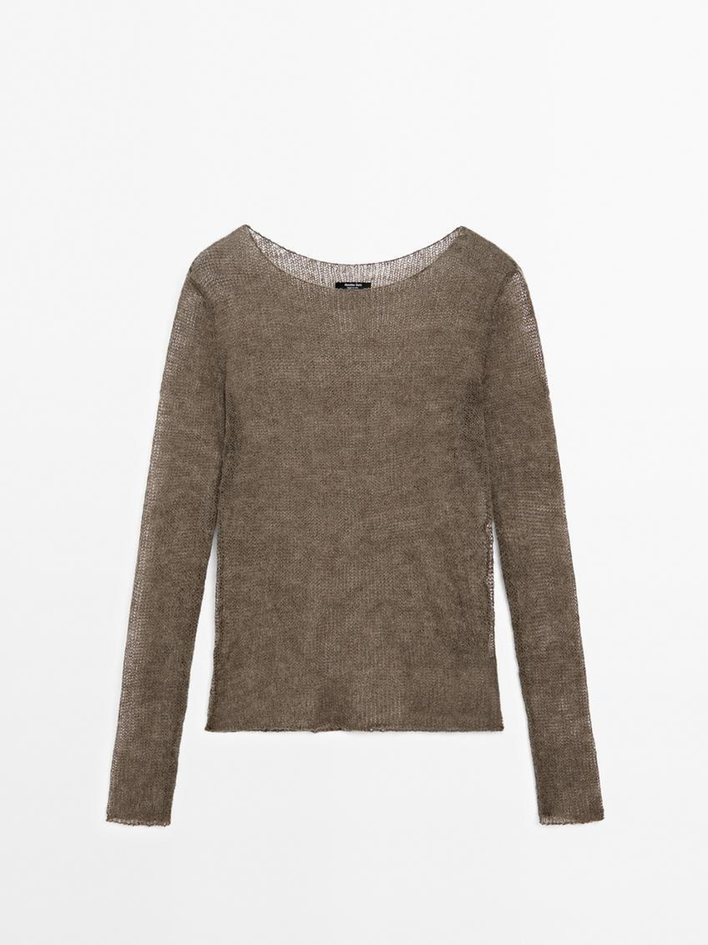 Massimo Dutti Свитер с ажурным узором, цвет верблюжьей шерсти