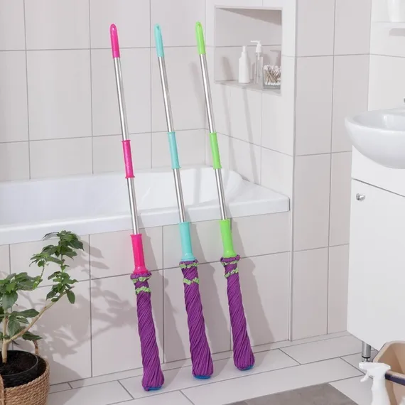 Швабра для мытья пола с отжимом Доляна, насадка из микрофибры 80 гр, стальная ручка 119 см, цвет МИКС