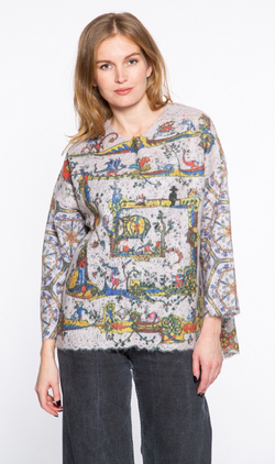 Шерстяной свитер "Лабиринт", по мотивам средневековых буквиц и фантастических существ со страниц Псалтири Латтрелла