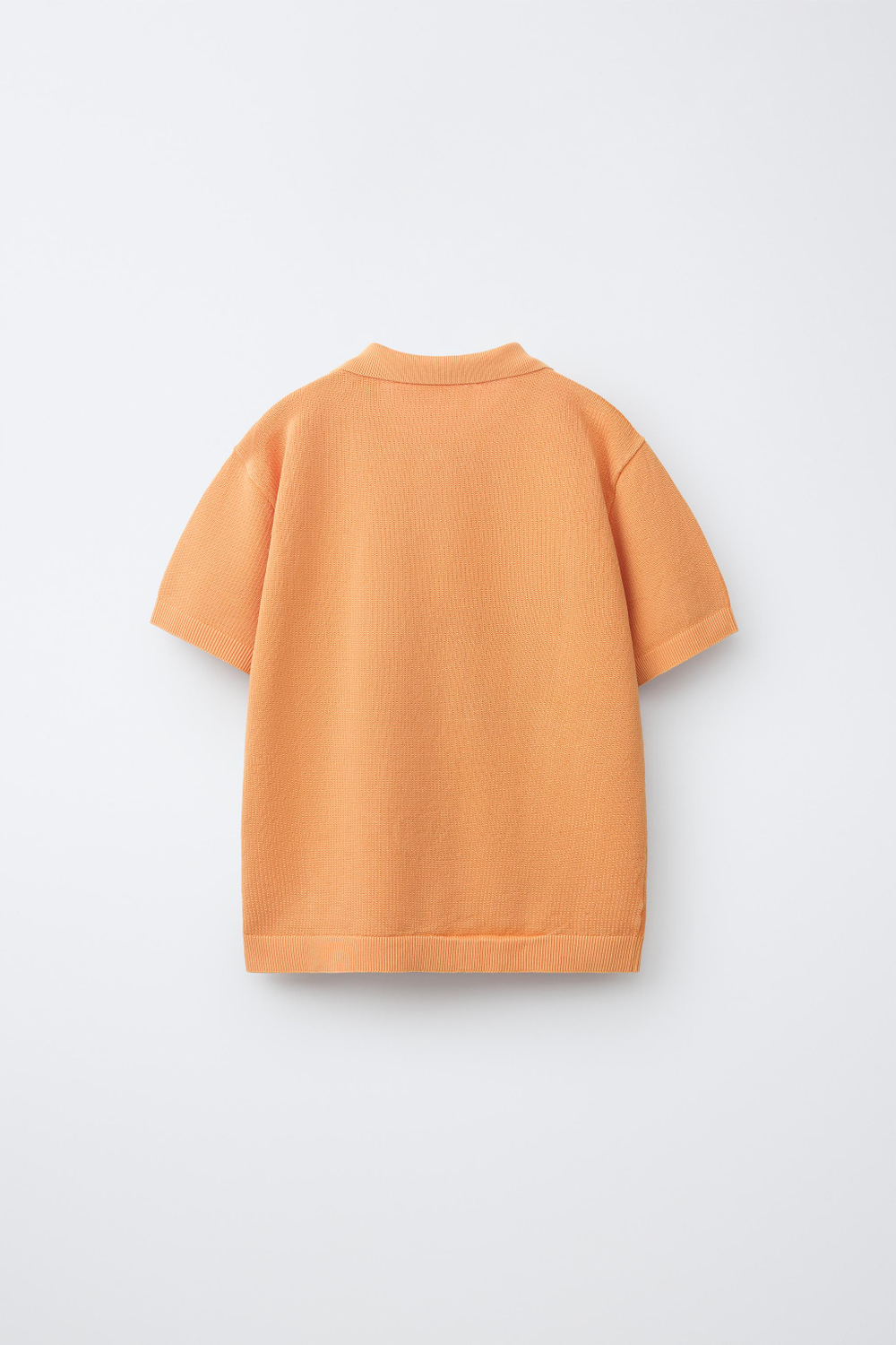 ZARA ОДНОТОННОЕ ПОЛО РЕЛЬЕФНОЙ ВЯЗКИ, ОРАНЖЕВЫЙ