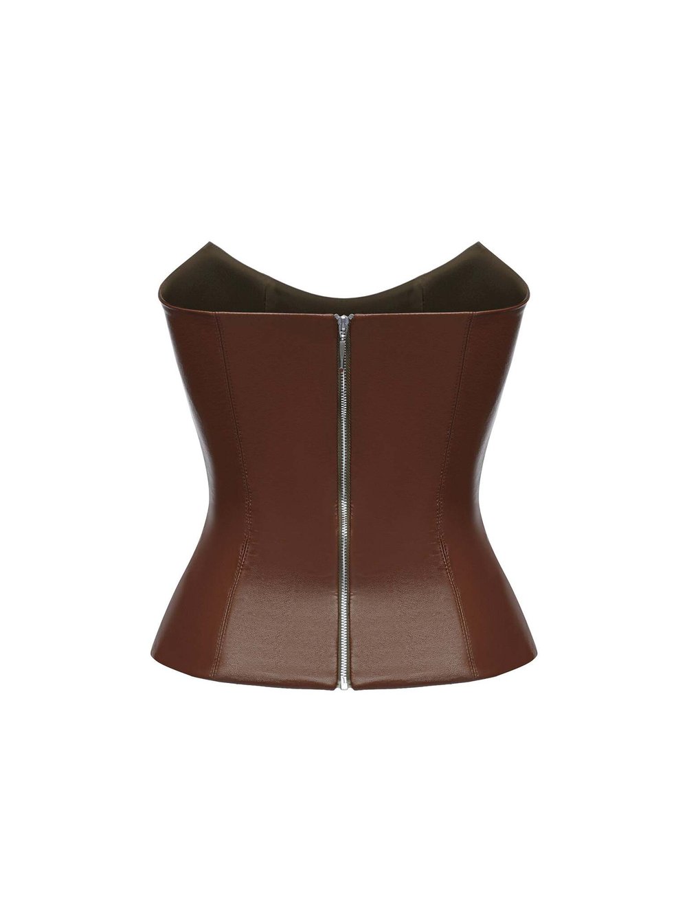 Удлиненный топ корсетного типа из эко-кожи с отстрочками