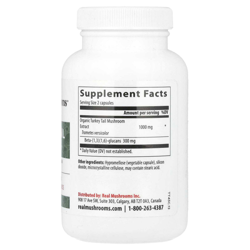 Real Mushrooms, трутовик разноцветный, порошок экстракта грибов, 90 капсул