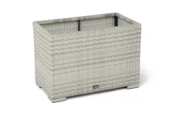 "Лунго" кашпо для цветов большое плетеное из искусственного ротанга, цвет бежевый