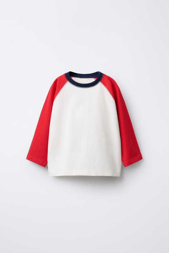 ZARA ФУТБОЛКА С РУКАВАМИ РЕГЛАН, КРАСНЫЙ
