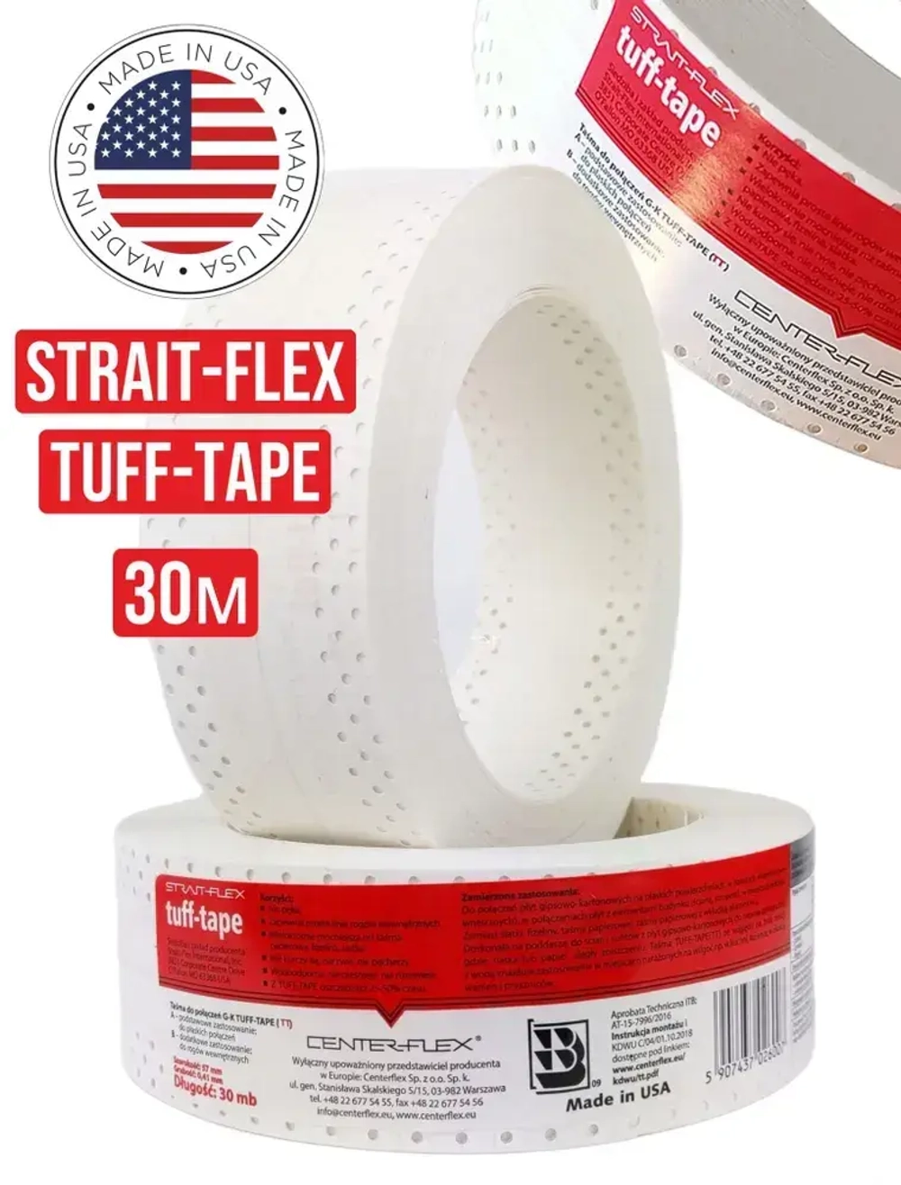 Лента углоформирующая Strait-Flex Tuff-tape 30 метров