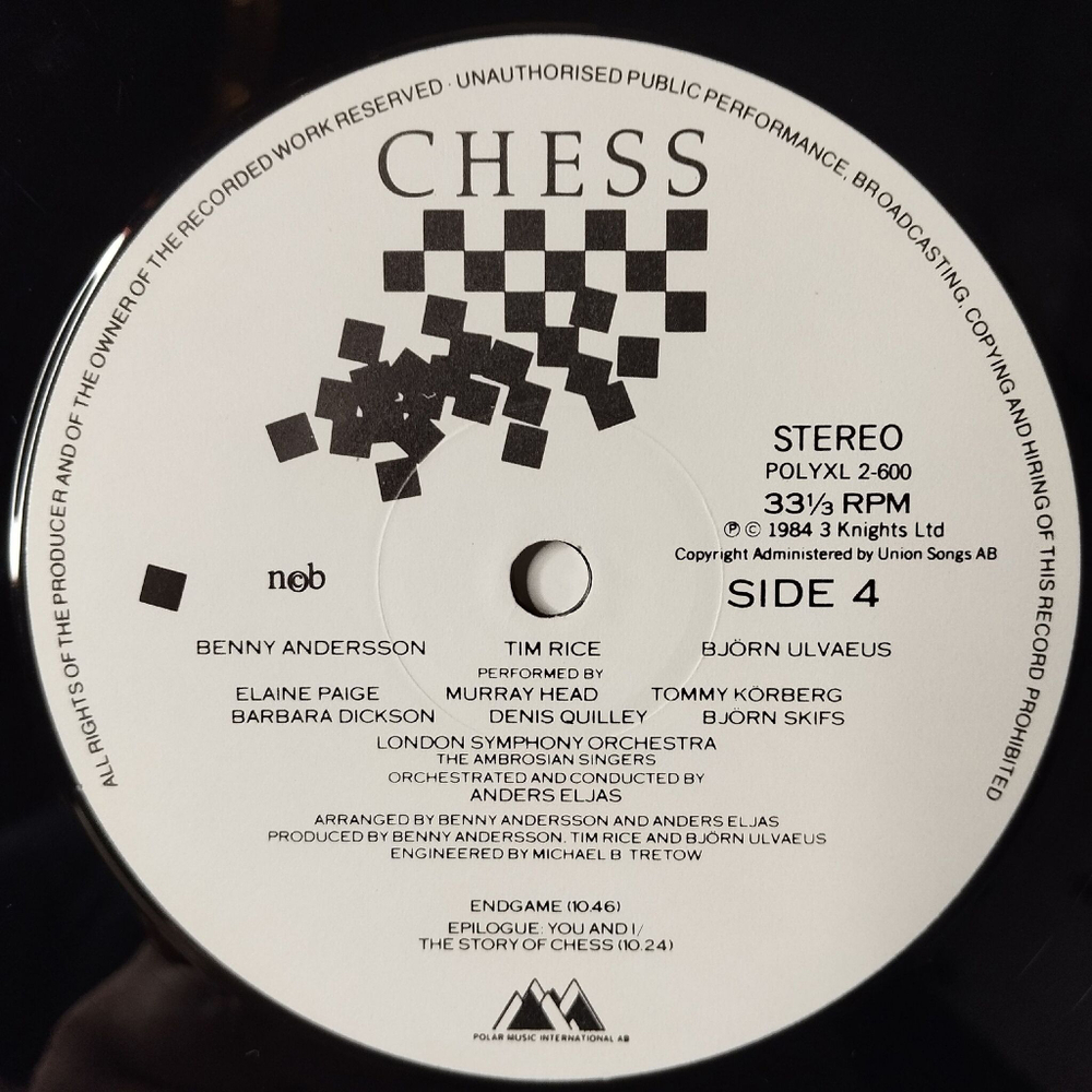 Винтажная виниловая пластинка LP Benny Andersson Tim Rice Bjorn Ulvaeus Chess Шахматы (Швеция 1984)