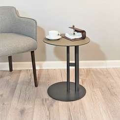 Стол журнальный 4488, Ø43х47 см, металл, экокожа