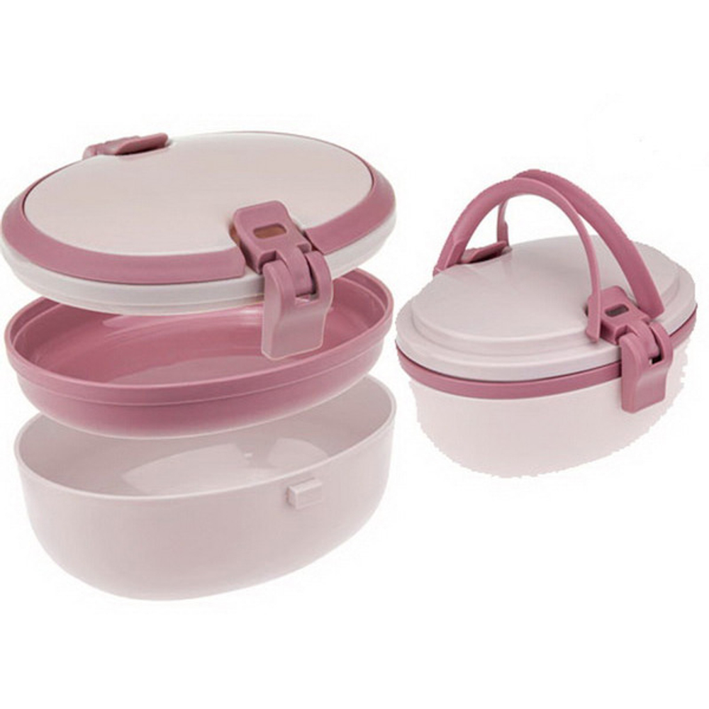 Контейнер для обеда с ручками (0,25+0,35л) чайная роза