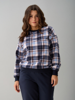 Толстовка К-90/клеткасиний-бежголубой