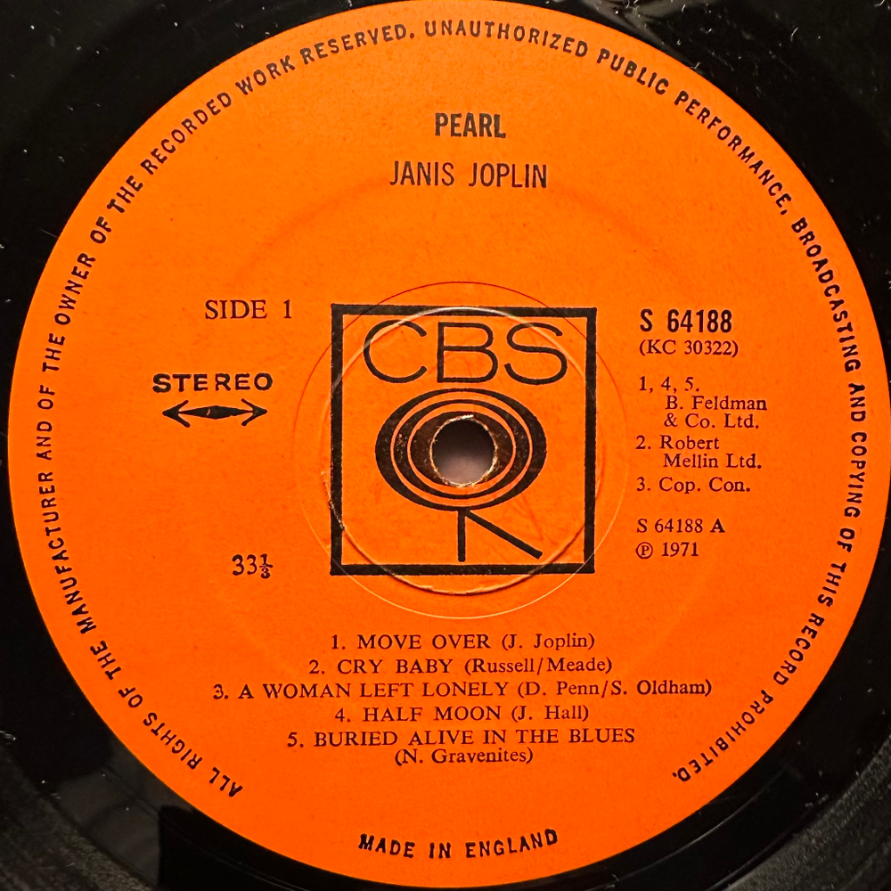 Janis Joplin - Pearl (Англия 1971г.)