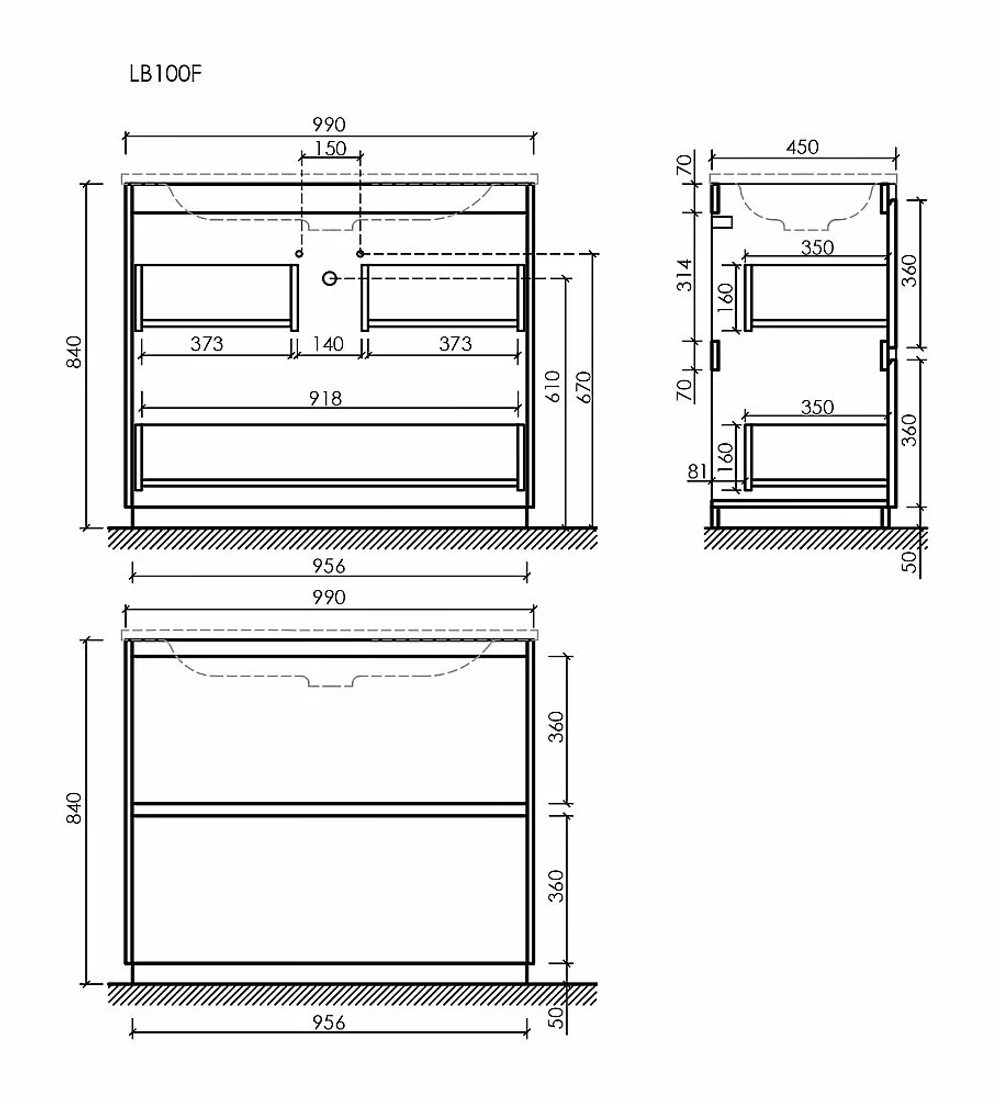 Тумба с раковиной Sancos Libra Floor 100 LB100FW белая