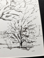 Картина, графика в паспарту 21х30 см на стену для интерьера "Дуб"