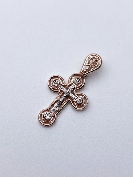 Крест из серебра/Позолота,Родий/С подвижным ухом