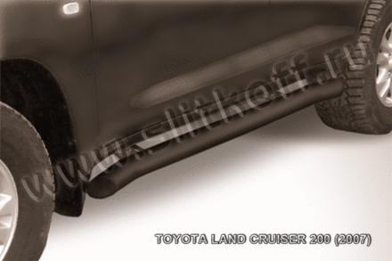 Пороги стальные Toyota Land Cruiser 200 (2007-2012) d76 с гибами (черные)
