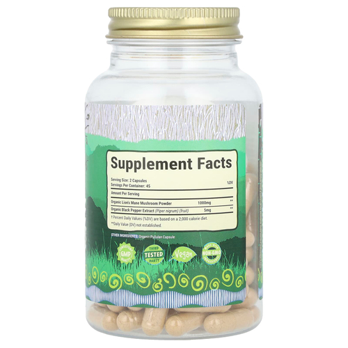 Maju Superfoods, Органический гриб из гривы, 90 капсул