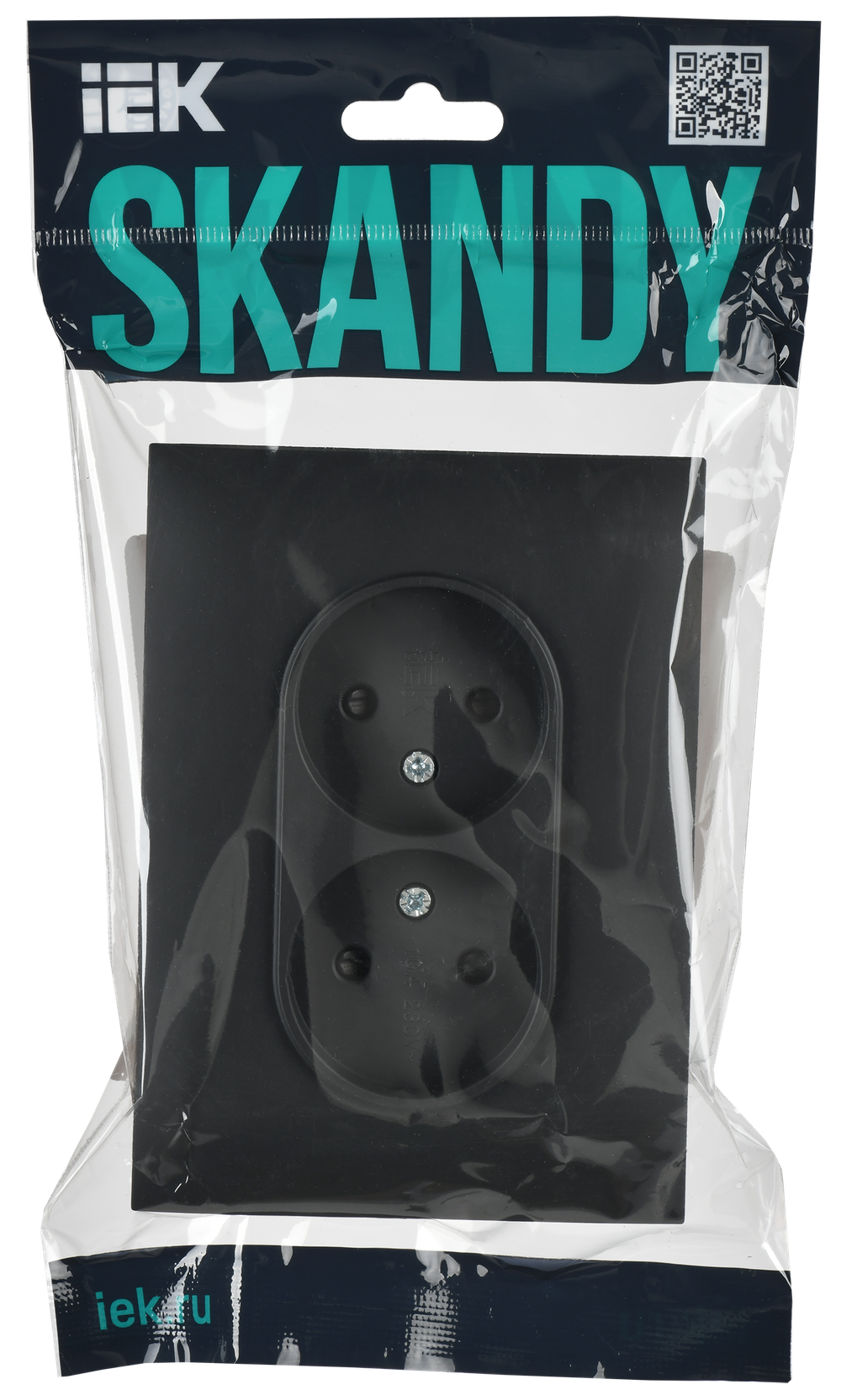 SKANDY Розетка 2-местная без заземления с защитными шторками 10А в сборе SK-R09G графит IEK