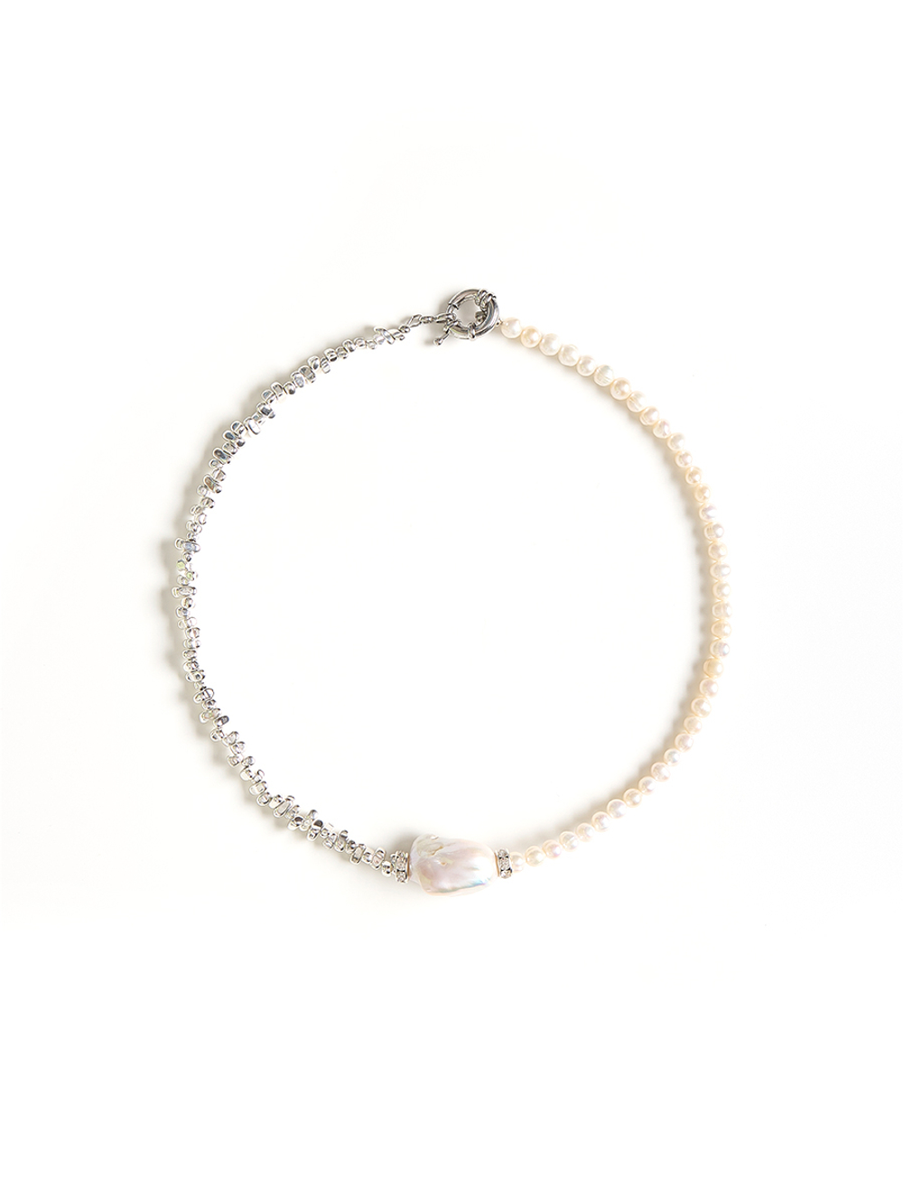 Колье Bicolor с жемчугом и гематитом Silver