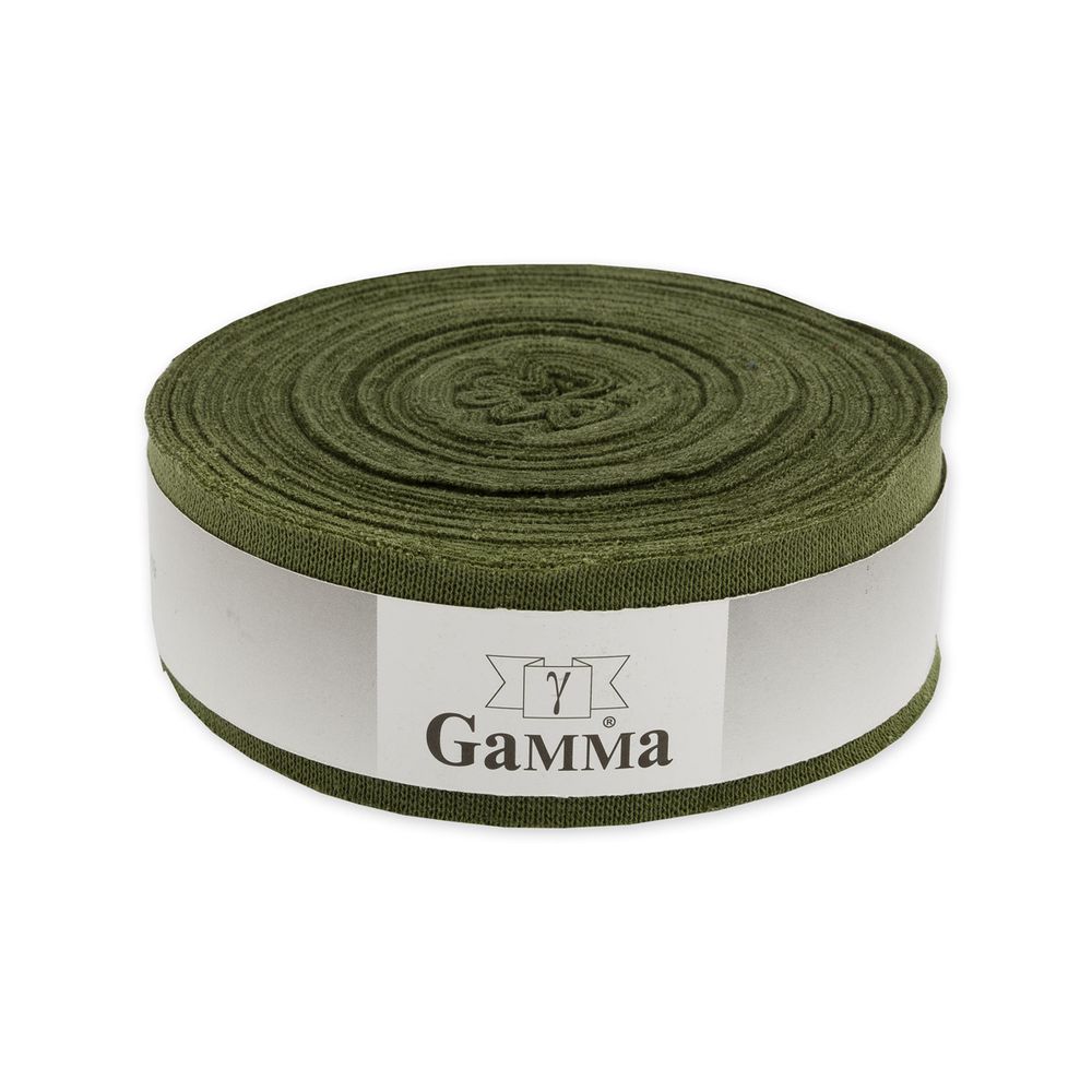 Косая бейка трикотажная 35 мм / 10 метров, (рибана), 009 зеленый, Gamma